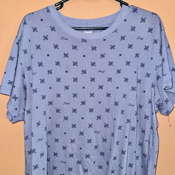 PINK Victoria Secret Blue Logo Tee - Women's Medium - Picture 7 of 8